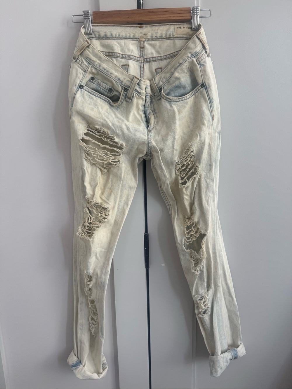 rag & bone Light Wash Distressed Boyfriend Jeans